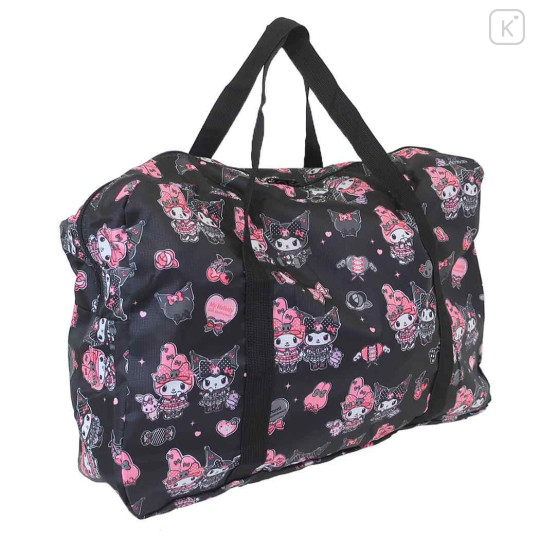 Japan Sanrio Travel Folding Boston Bag - My Melody 50th & Kuromi 20th Anniversary Black - 2