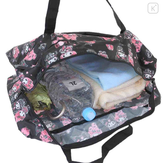 Japan Sanrio Travel Folding Boston Bag - My Melody 50th & Kuromi 20th Anniversary Black - 3