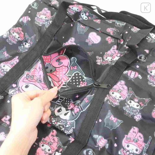 Japan Sanrio Travel Folding Boston Bag - My Melody 50th & Kuromi 20th Anniversary Black - 4