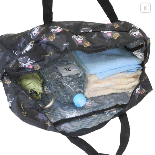 Japan Sanrio Travel Folding Boston Bag - Kuromi : 20th Anniversary Queen Black - 3