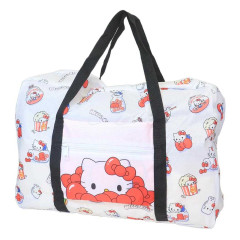 Japan Sanrio Travel Folding Boston Bag - Hello Kitty : Milk White