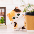 Japan Mofusand Standing Mascot Plush Toy - Workplace Intervention Team Nyan Cat : Grey White - 4