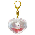 Japan Mikko Illustrations Floating Sequins Keychain - Mousse Heart Pink - 1