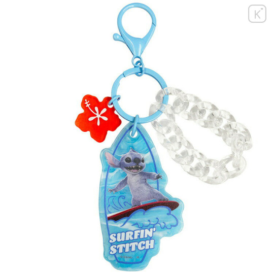 Japan Disney Acrylic Keychain - Lilo & Stitch : Live Action Movie Scene Surfing - 1