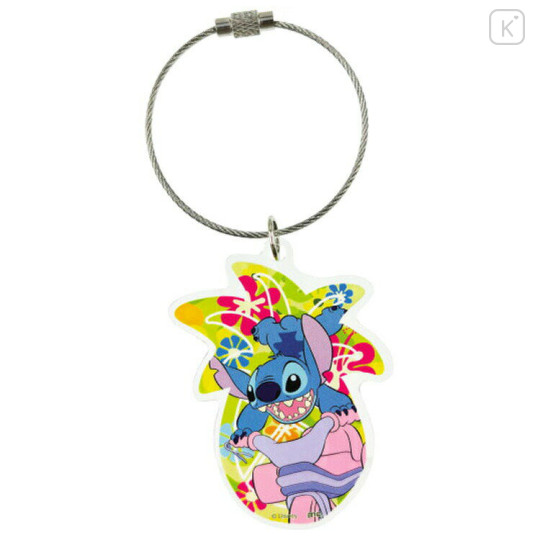 Japan Disney Acrylic Keychain - Stitch : Hawaiian Riding - 1