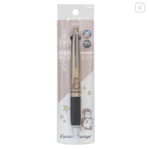 Japan Curious George Jetstream 4&1 Multi Pen + Mechanical Pencil - Gold - 4
