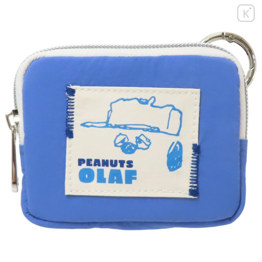 Japan Peanuts Mini Flat Pouch Multi-Case with Carabiner - Snoopy : Brother Olaf Drawing - 1