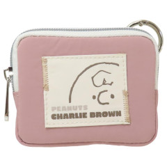 Japan Peanuts Mini Flat Pouch Multi-Case with Carabiner - Peanuts : Charlie Brown Drawing