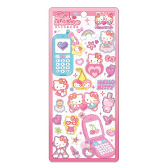 Japan Sanrio Clear Sticker - Hello Kitty & Hello Mimmy : Y2K Heisei Retro Glitter
