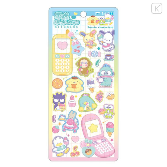Japan Sanrio Clear Sticker - Characters : Y2K Heisei Retro Glitter Blue - 1