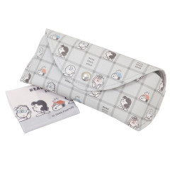 Japan Peanuts Glasses Case - Snoopy : Reading Day Ghingam Grey