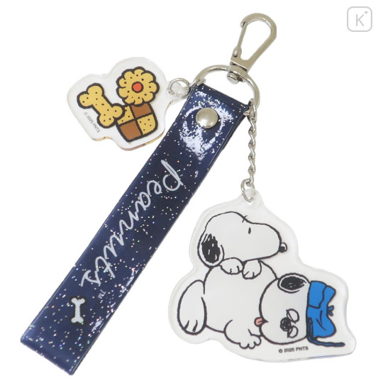 Japan Peanuts Glitter Tag Keychain - Snoopy : Brother Olaf - 1