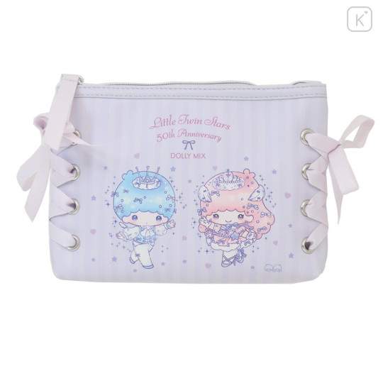 Japan Sanrio Ribbon Cosmetic Pouch - Little Twin Stars : Dolly Mix - 1