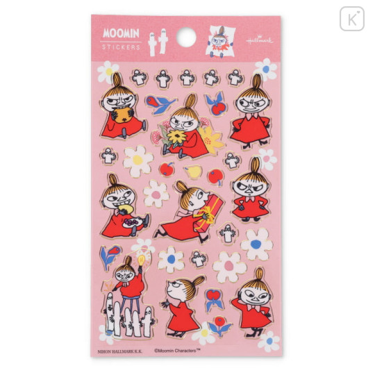 Japan Moomin Hallmark Gold Sticker - Little My : Flower - 1