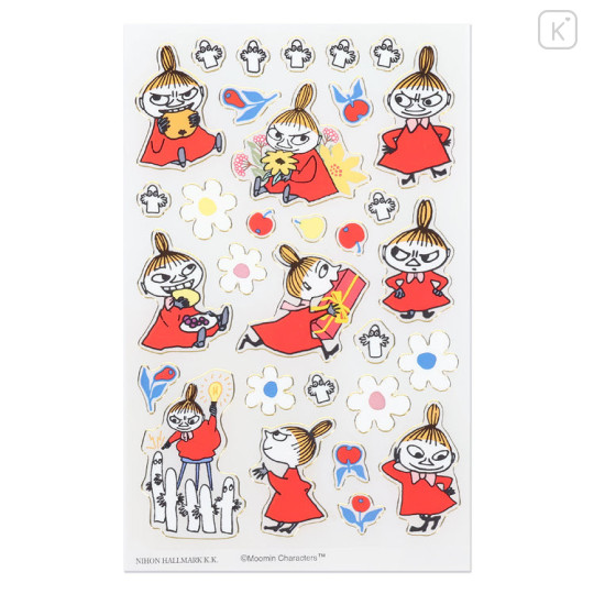 Japan Moomin Hallmark Gold Sticker - Little My : Flower - 2