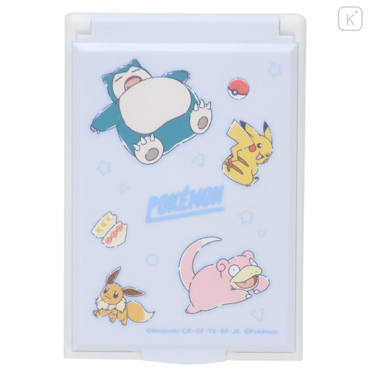 Japan Pokemon Folding Mirror - Eevee & Pikachu & Snorlax : Enjoy Sweets - 1