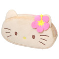 Japan Sanrio Fluffy Plush Pen Case - Hello Kitty : Face Y2K Tanned - 1