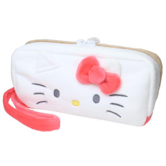 Japan Sanrio Twin Fluffy Plush Pen Case - Hello Kitty & Tiny Chum : Face