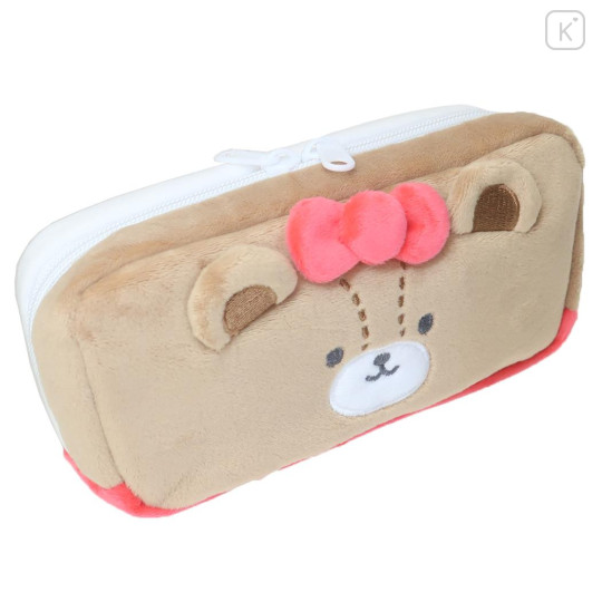 Japan Sanrio Twin Fluffy Plush Pen Case - Hello Kitty & Tiny Chum : Face - 2