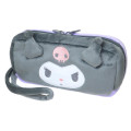Japan Sanrio Twin Fluffy Plush Pen Case - Kuromi & Baku : Face - 1