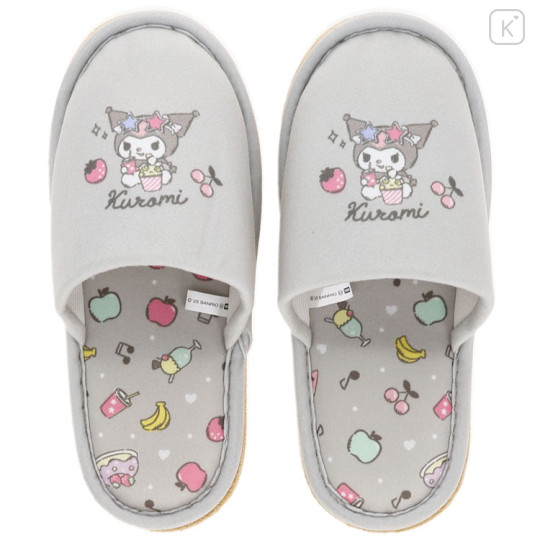 Japan Sanrio Room Slippers - Kuromi : Relax Grey - 1