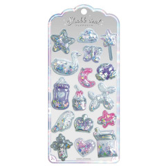 Japan Shake Shake Capsule Seal Sticker - Balloon Silver 3D