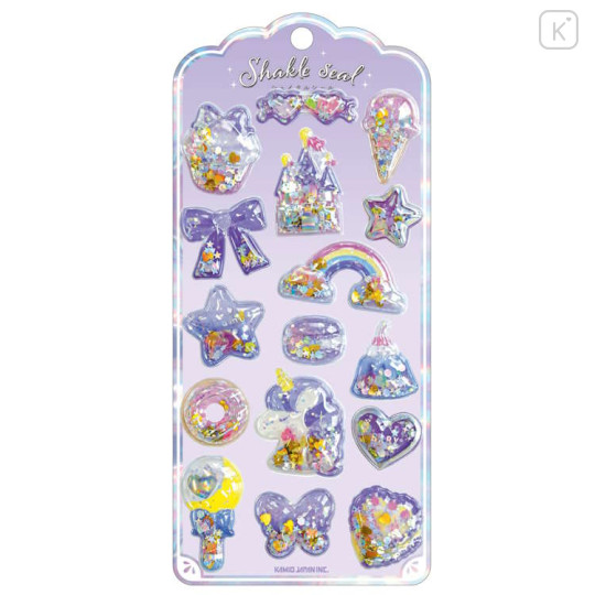 Japan Shake Shake Capsule Seal Sticker - Unicorn Party Purple 3D - 1