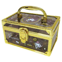Japan Sanrio Clear Cosmetic Storage Box Vanity Case - Kuromi : Black Queen Glod