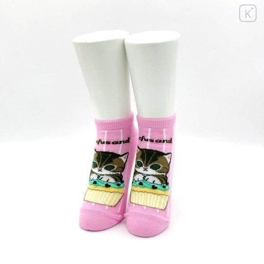 Japan Mofusand Ankle Socks - Cat : Mint Chocolate Cupcake Pink - 2