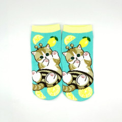 Japan Mofusand Ankle Socks - Cat : Bee Mint Lemon