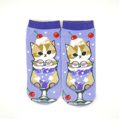 Japan Mofusand Ankle Socks - Cat : Cherry Soda Purple