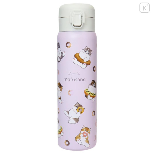 Japan Mofusand Stainless Steel One Push Bottle 480ml - Cat Donut Nyan Pink - 1