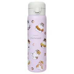 Japan Mofusand Stainless Steel One Push Bottle 480ml - Cat Donut Nyan Pink