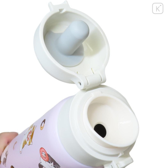 Japan Mofusand Stainless Steel One Push Bottle 480ml - Cat Donut Nyan Pink - 3