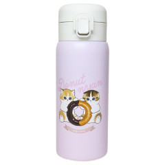 Japan Mofusand Stainless Steel One Push Bottle 350ml - Cat Donut Nyan Pink