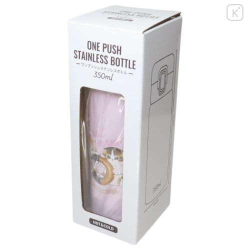 Japan Mofusand Stainless Steel One Push Bottle 350ml - Cat Donut Nyan Pink - 5