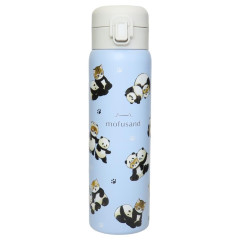 Japan Mofusand Stainless Steel One Push Bottle 480ml - Cat Panda Nyan Blue