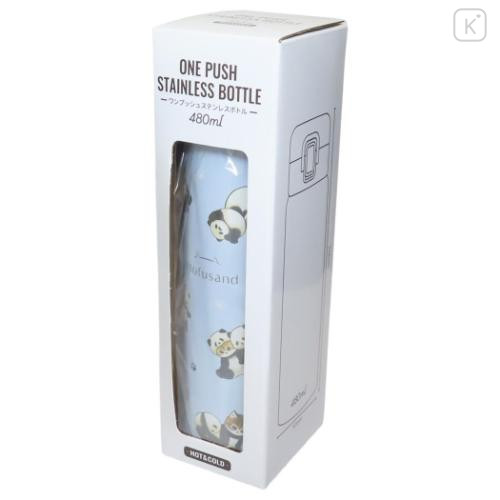 Japan Mofusand Stainless Steel One Push Bottle 480ml - Cat Panda Nyan Blue - 5