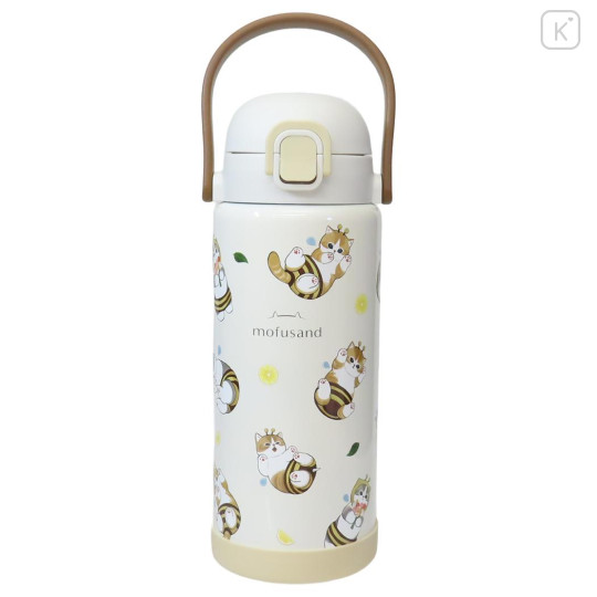 Japan Mofusand Stainless Steel One Push Bottle 1000ml - Cat Bee Nyan Lemon - 1
