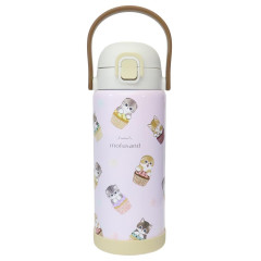 Japan Mofusand Stainless Steel One Push Bottle 1000ml - Cat Cupcake Nyan Pink