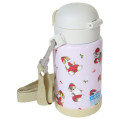 Japan Mofusand Stainless Steel One Push Bottle 700ml With Strap - Cat Strawberry Nyan Pink - 2
