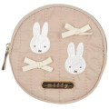Japan Miffy Quilted Flat Mini Pouch - Miffy : My Favourite Ribbon Beige - 1