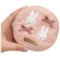 Japan Miffy Quilted Flat Mini Pouch - Miffy : My Favourite Ribbon Beige - 2