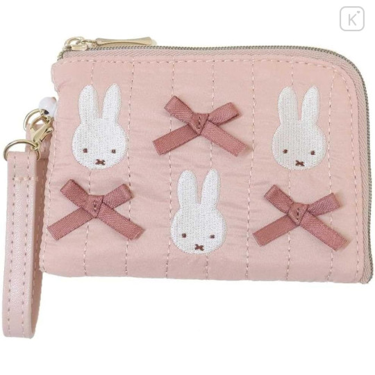Japan Miffy Flat Mini Pouch - Miffy : My Favourite Ribbon Pink - 1