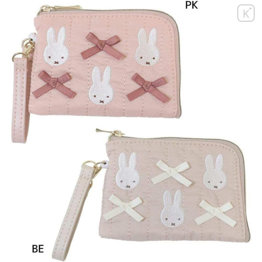 Japan Miffy Flat Mini Pouch - Miffy : My Favourite Ribbon Pink - 2