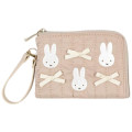 Japan Miffy Flat Mini Pouch - Miffy : My Favourite Ribbon Beige - 1