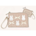 Japan Miffy Flat Mini Pouch - Miffy : My Favourite Ribbon Beige - 2