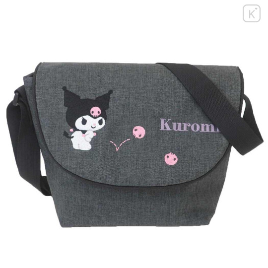 Japan Sanrio Shoulder Crossbody Bag - Kuromi : Embroidery - 1