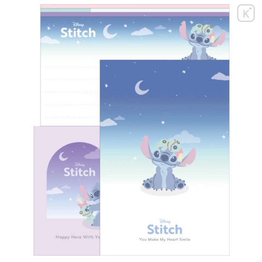 Japan Disney Volume Up Letter Envelope Set - Stitch : Star Night - 1