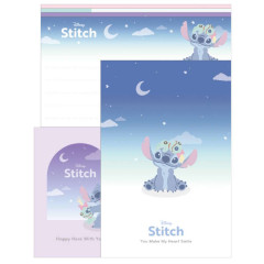 Japan Disney Volume Up Letter Envelope Set - Stitch : Star Night